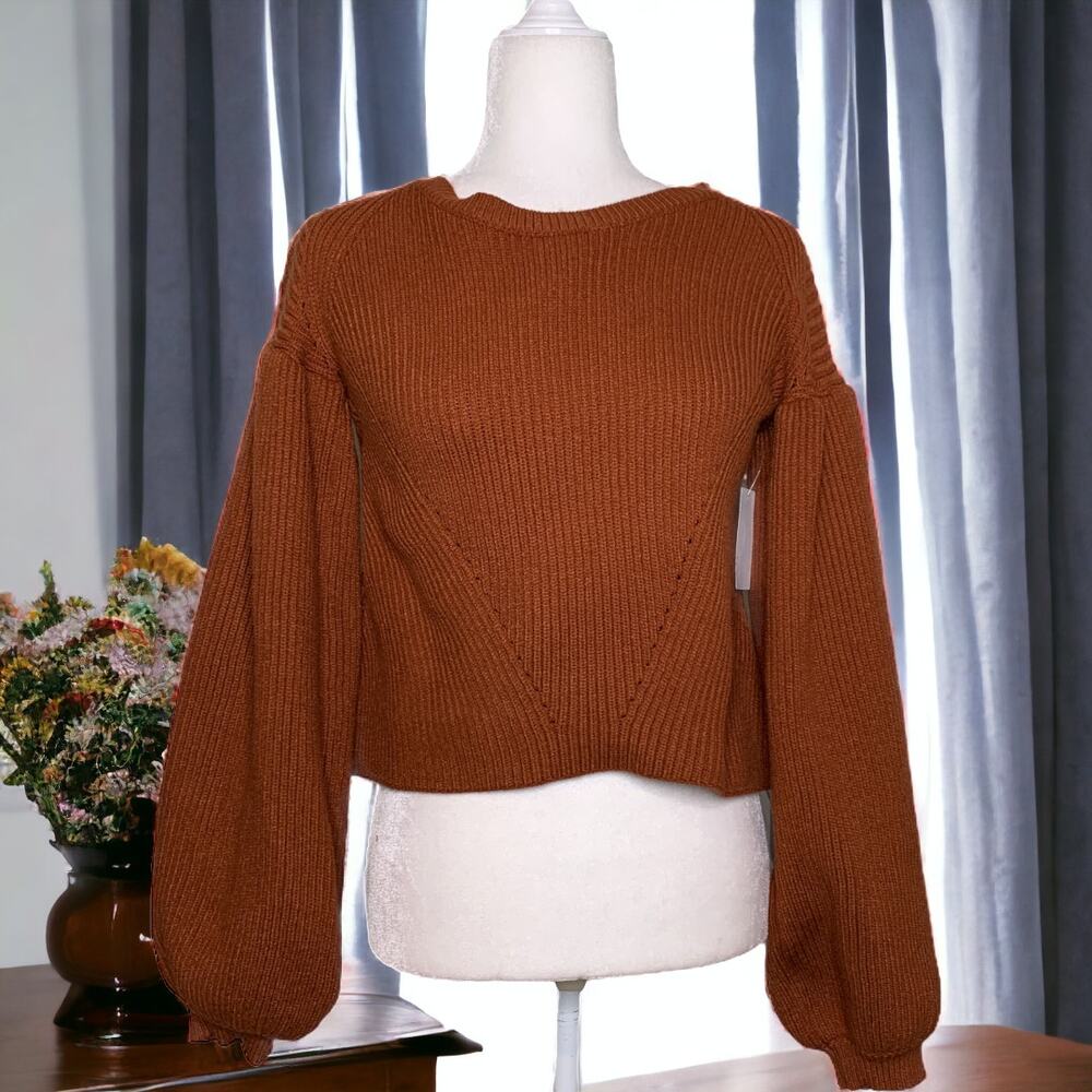 Maisie Peter Bishop Sleeve Sweater Rust Brown XS
